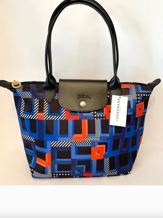 Longchamp Handbags - Longchamp Le Pliage Memphis ArtWalk Medium Tote Cobalt Blue